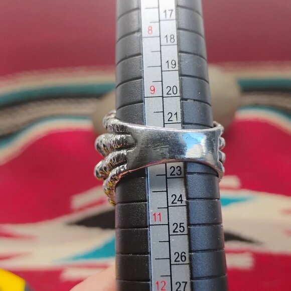 Mens Stainless Steel Dragon Claw Design Red Orange Stone Ring Size 10 - Picture 6 of 8